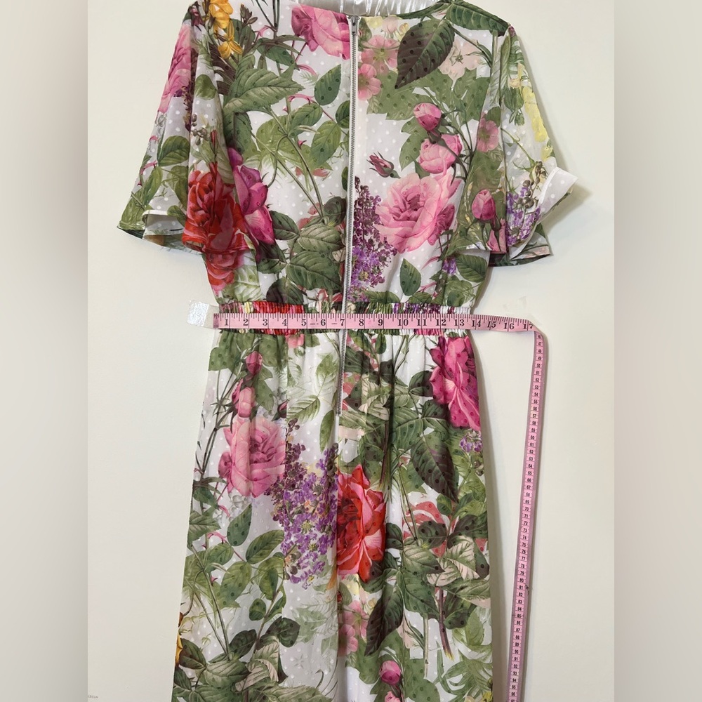 Maison Tara Floral Clip Dot Chiffon Midi Dress - Picture 4 of 6
